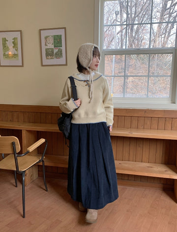 Hicody Duffel Button Collar Knit